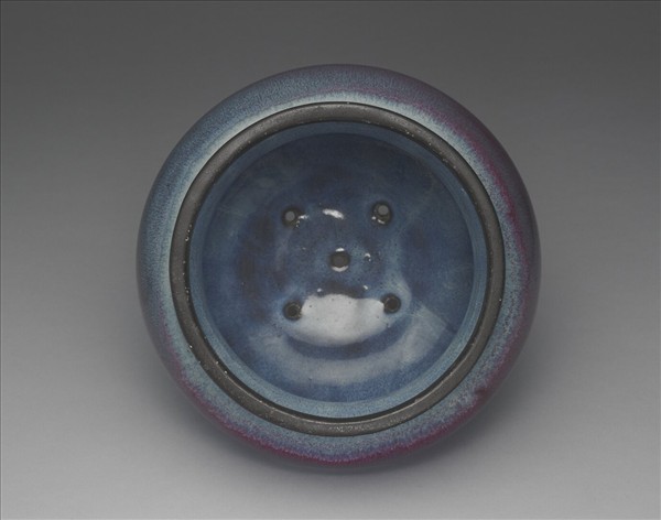 鈞窯 天藍玫瑰紫渣斗式瓷盆