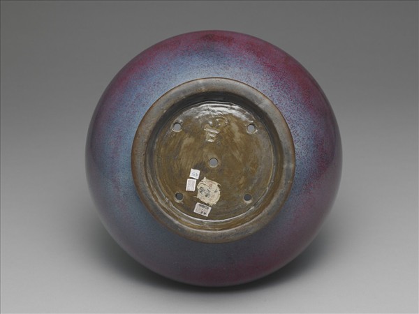 鈞窯 天藍玫瑰紫渣斗式瓷盆