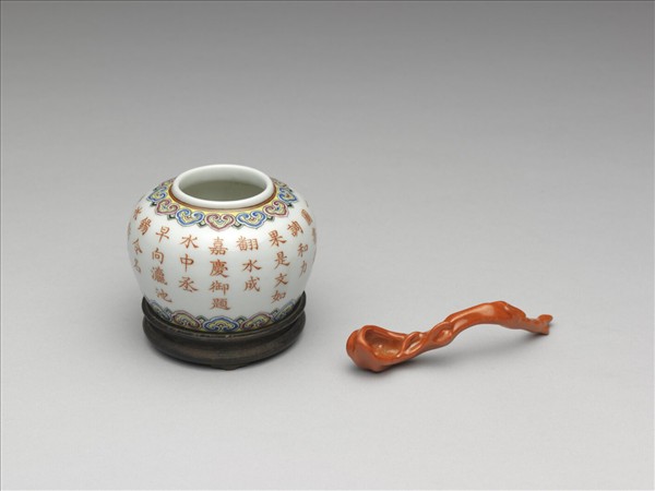 五彩詩意水盛及水匙