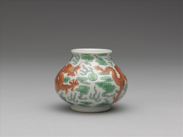 綠彩紅龍水盛及水匙