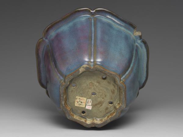 鈞窯 天藍玫瑰紫葵花式花盆