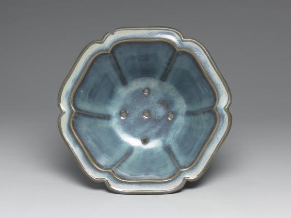 鈞窯 天藍玫瑰紫葵花式花盆