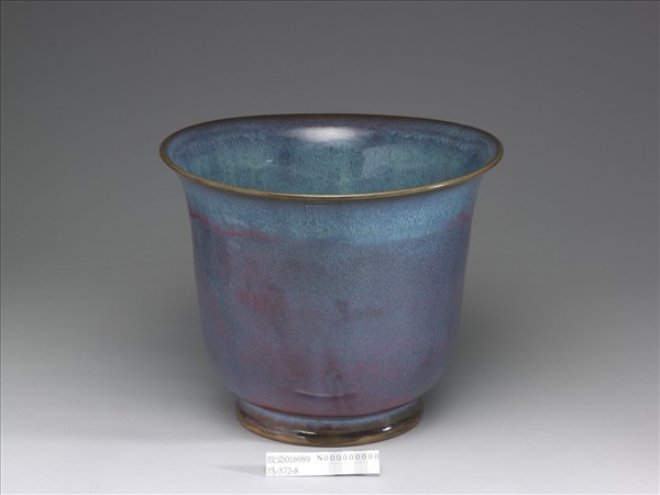 鈞窯 天藍玫瑰紫仰鐘式花盆