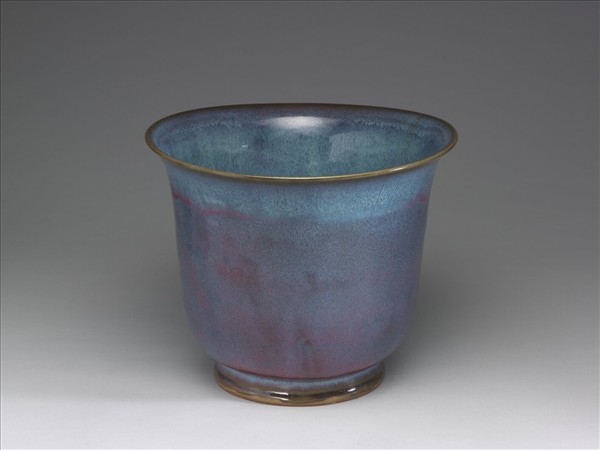 鈞窯 天藍玫瑰紫仰鐘式花盆