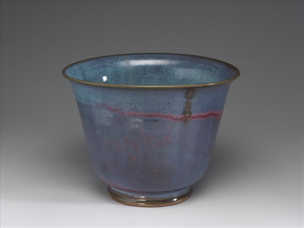 鈞窯 天藍玫瑰紫仰鐘式花盆