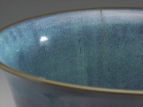 鈞窯 天藍玫瑰紫仰鐘式花盆