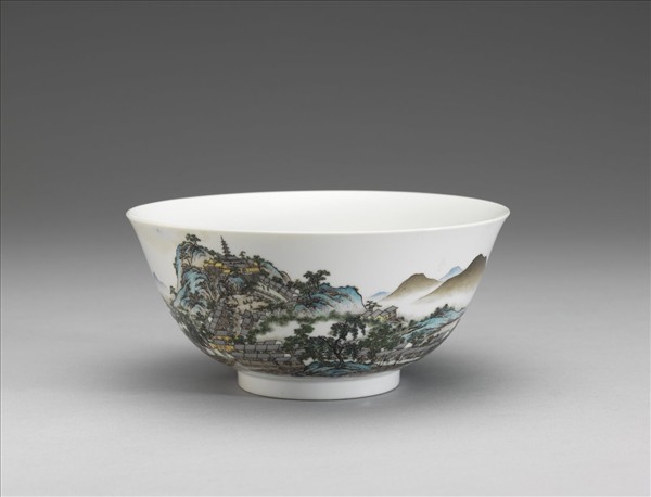 琺瑯彩瓷虎丘山水碗