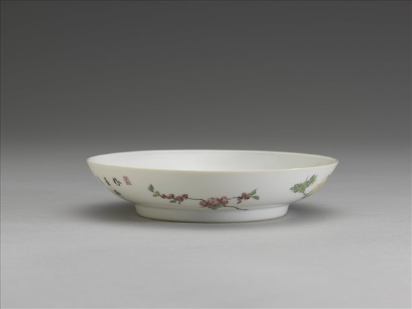 琺瑯彩薔薇花紋碟