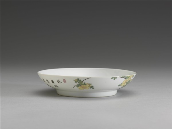 琺瑯彩薔薇花碟