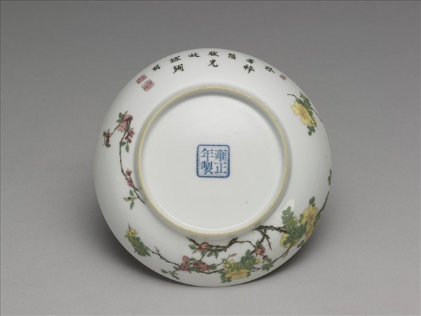 琺瑯彩薔薇花碟