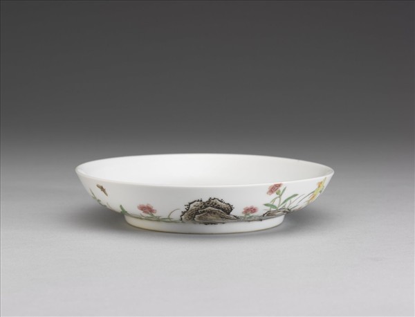 琺瑯彩萱花月季圖碟