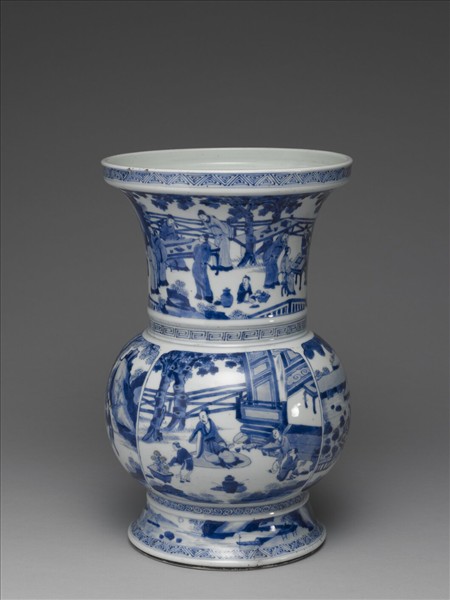 青花十八學士圖瓶