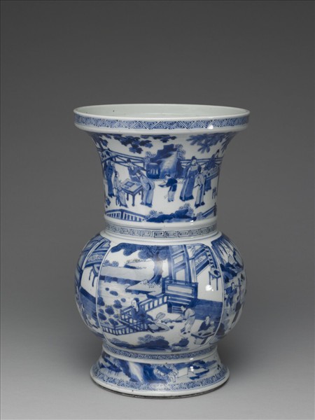 青花十八學士圖瓶