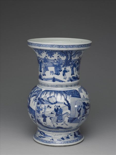 青花十八學士圖瓶