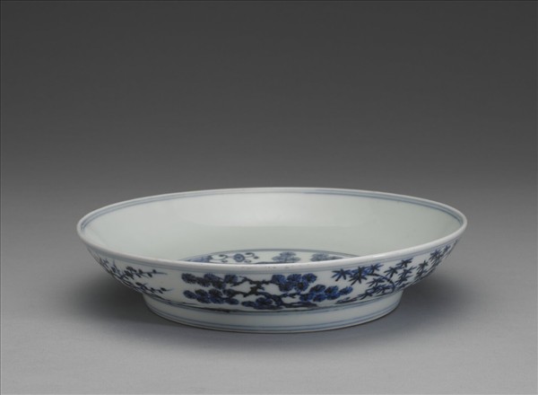 青花歲寒三友圖盤