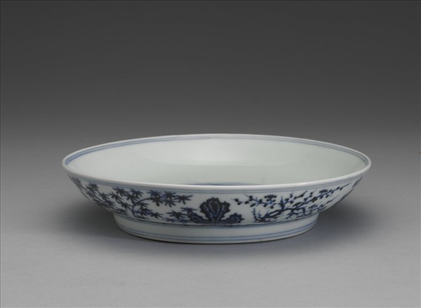 青花歲寒三友圖盤