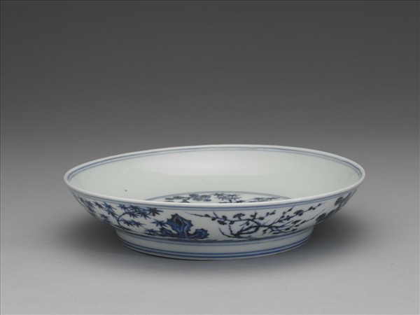 青花歲寒三友圖盤