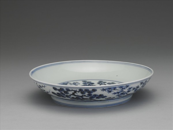 青花歲寒三友圖盤