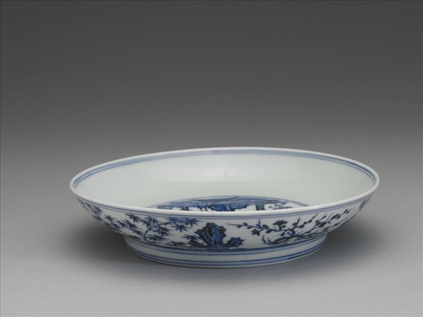 青花歲寒三友圖盤