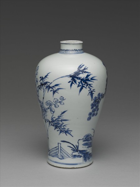 青花歲寒三友圖梅瓶