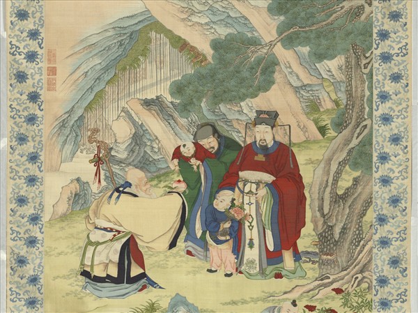 清御製三星圖頌緙絲像　軸