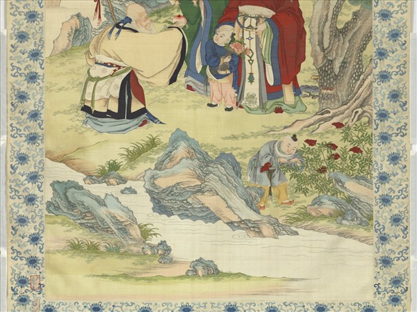 清御製三星圖頌緙絲像　軸