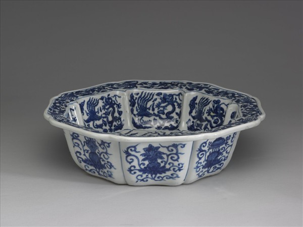 青花龍鳳紋八方洗