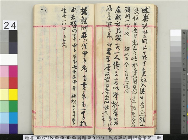 民國譚延闓訒齋筆記　冊