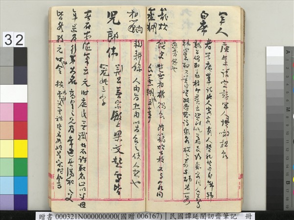 民國譚延闓訒齋筆記　冊