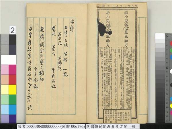 民國譚延闓非盦良方記　冊