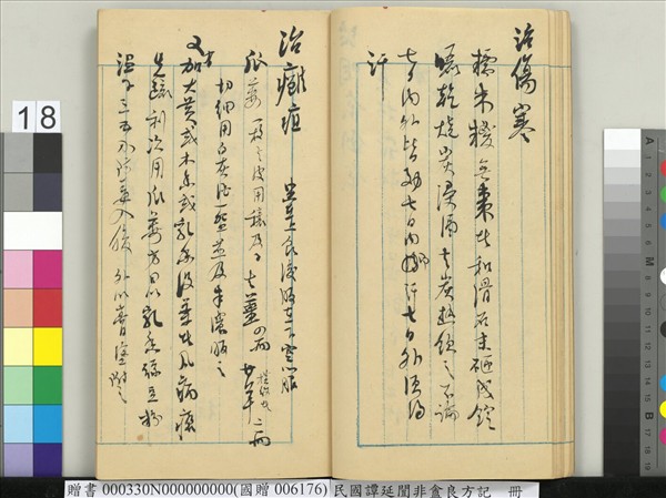 民國譚延闓非盦良方記　冊