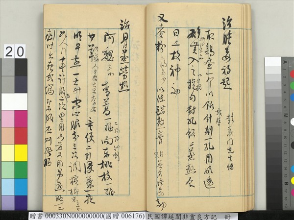 民國譚延闓非盦良方記　冊