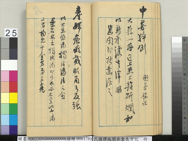 民國譚延闓非盦良方記　冊