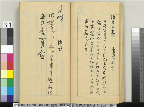 民國譚延闓非盦良方記　冊