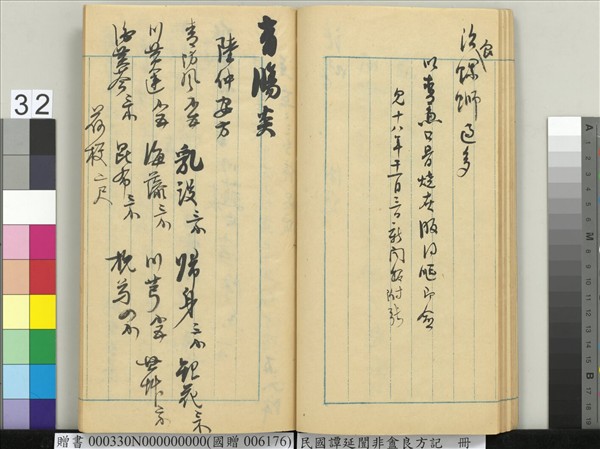 民國譚延闓非盦良方記　冊