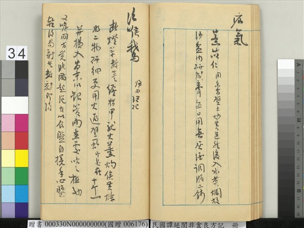 民國譚延闓非盦良方記　冊