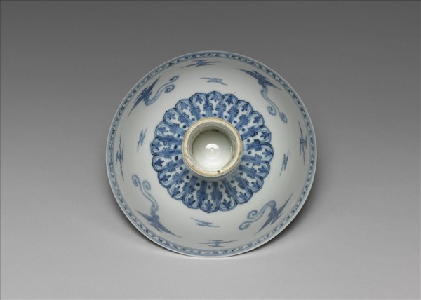 青花鳳凰紋高足碗