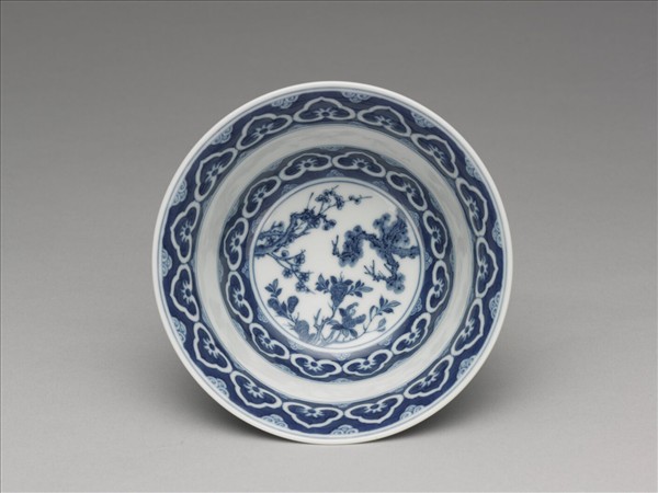 青花三清詩茶碗