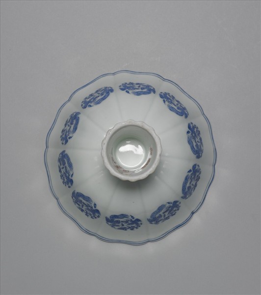 青花團鳳紋高足碗