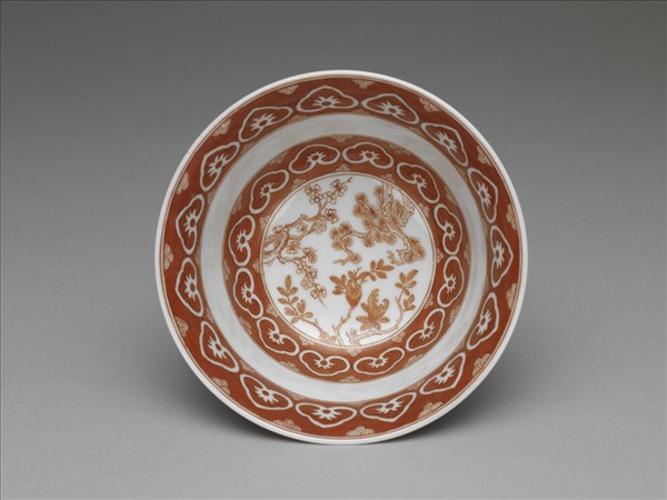 描紅三清茶詩茶碗