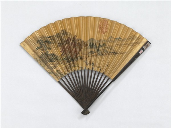 明唐寅秋林圖　成扇