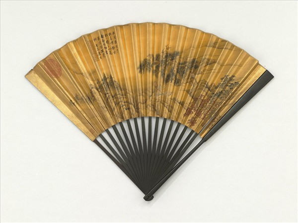 明唐寅畫臨流圖　成扇