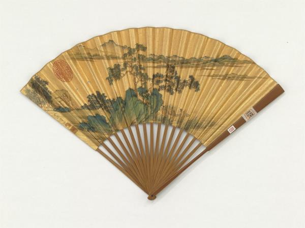 明仇英畫觀書圖　成扇