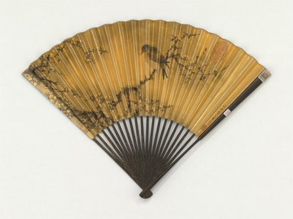 明仇英畫梅花山鳥　成扇