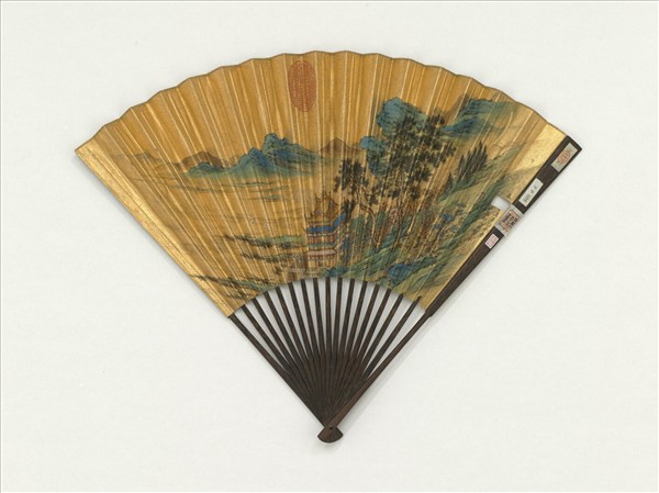 明仇英畫蓬萊圖　成扇