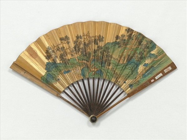 明仇英畫松陰獨坐　成扇