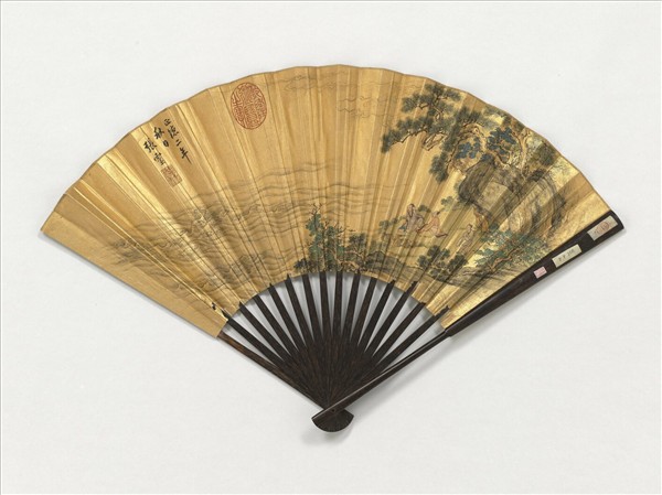 明張靈畫觀泉圖　成扇