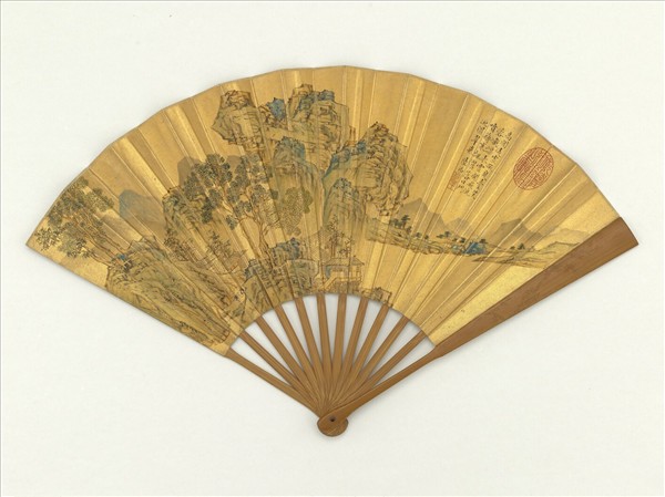 明陸治畫秋林　成扇