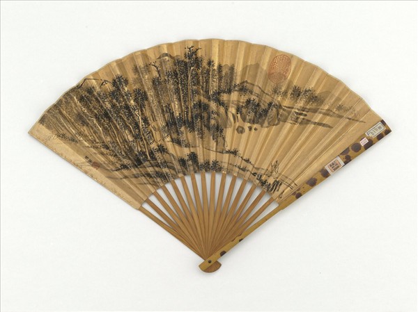 明陳祼畫深秋茆舍　成扇