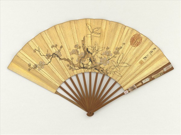 明陳洪綬畫梅竹圖　成扇